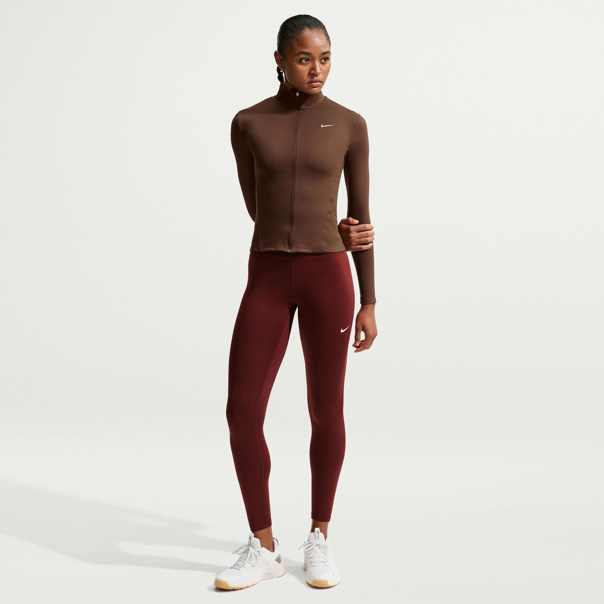 Nike One Dri-FIT Fz Fitted Kadın Kahverengi Ceket